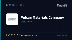 【Vulcan Materials 2026年Q2法說會】能源成本衝擊4,000萬美元，Vulcan Materials靠訂價能力撐住，調整後EBITDA持穩於6.54億美元