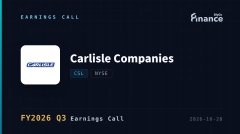 【Carlisle Companies FY2026 Q3 法說會】柴油漲到每加侖6.5美元 價格成本平價延至年底；營收成長9%至15億美元 調整後EBITDA仍持平於3.48億美元
