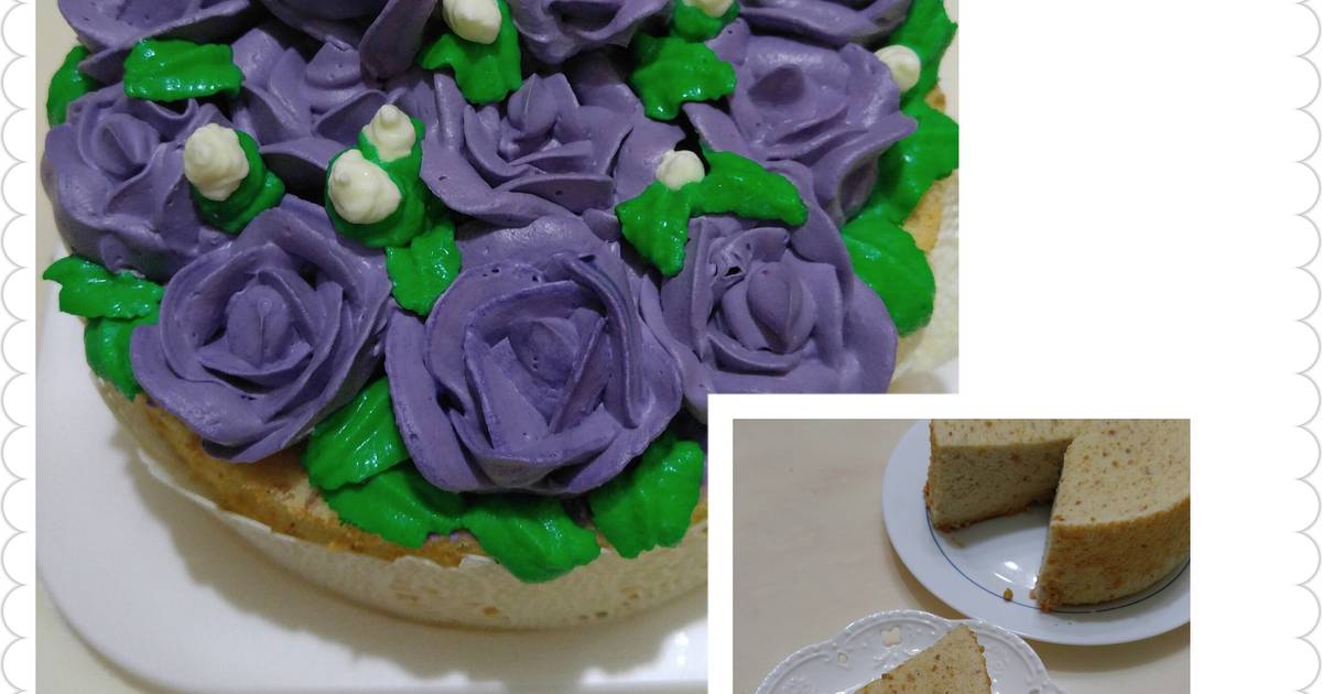 花生戚风蛋糕(鲜奶油挤花装饰)