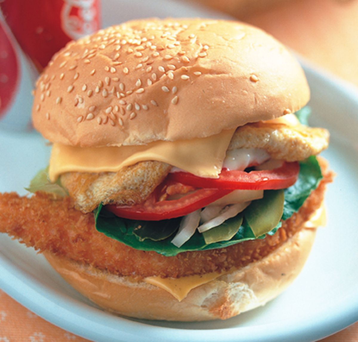 鲑鱼熏起司汉堡