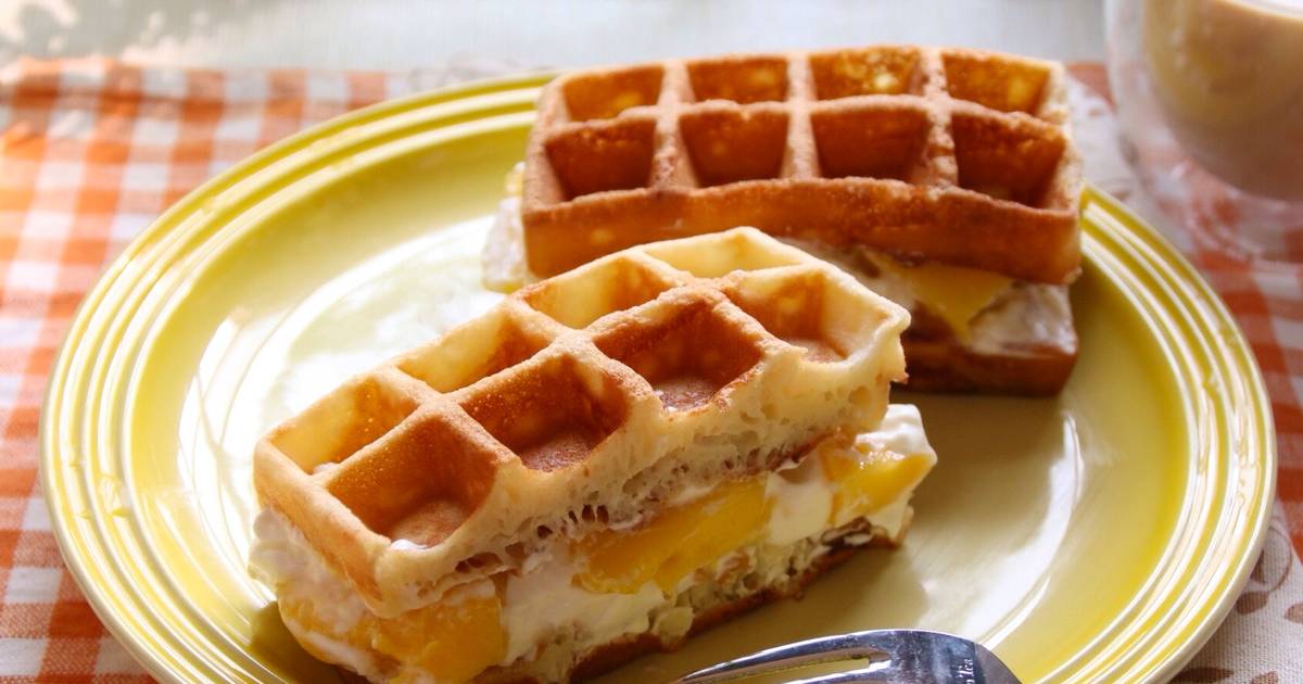 芒果蜂蜜鲜奶油美式松饼